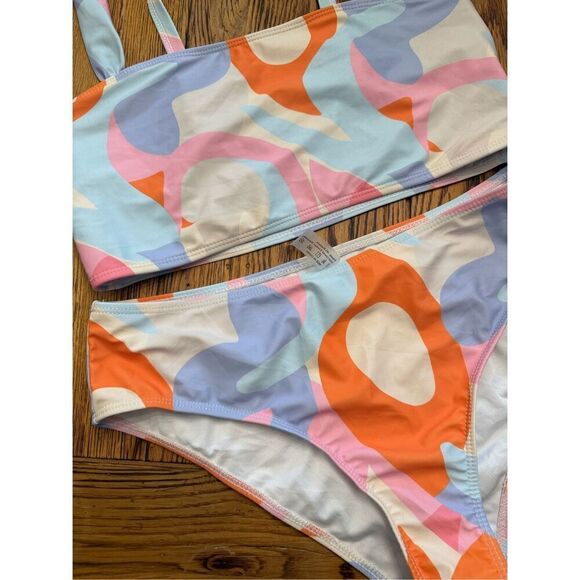 Retro swirl high waist bikini set size Large - Picture 3 of 4